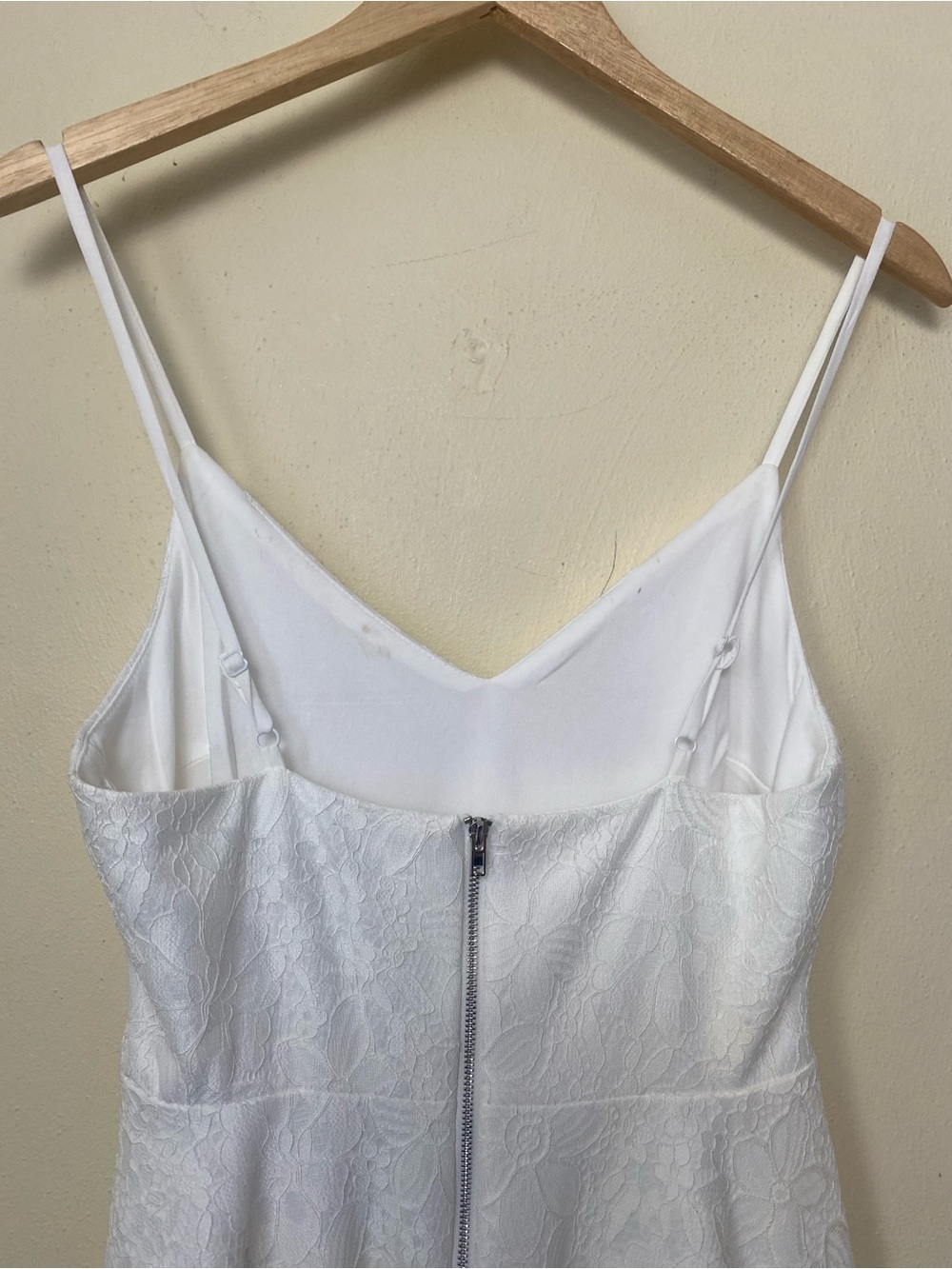 Lulus Classic White Spaghetti Adjustable Strap Lace Short  Dress in Ivory Sz S - Picture 6 of 13